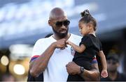 3 August 2019; Retired NBA star Kobe Bryant and daughter Bianka Bella prior to the Women's International Friendly match between USA and Republic of Ireland at Rose Bowl in Pasadena, California, USA. Photo by Cody Glenn/Sportsfile