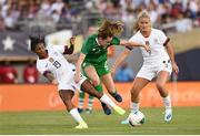 3 August 2019; Heather Payne of Republic of Ireland in action against Crystal Dunn, left, and Lindsey Horan of USA during the Women's International Friendly match between USA and Republic of Ireland at Rose Bowl in Pasadena, California, USA. Photo by Cody Glenn/Sportsfile