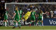 3 August 2019; Republic of Ireland goalkeeper Marie Hourihan fails to stop the shot of USA's Carli Lloyd, not pictured, for their thrid goal during the Women's International Friendly match between USA and Republic of Ireland at Rose Bowl in Pasadena, California, USA. Photo by Cody Glenn/Sportsfile