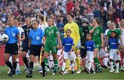 3 August 2019; Republic of Ireland captain Katie McCabe leads her side out prior to the Women's International Friendly match between USA and Republic of Ireland at Rose Bowl in Pasadena, California, USA. Photo by Cody Glenn/Sportsfile
