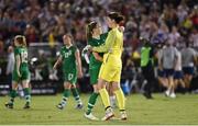 3 August 2019; Republic of Ireland's Claire O'Riordan and goalkeeper Marie Hourihan following the Women's International Friendly match between USA and Republic of Ireland at Rose Bowl in Pasadena, California, USA. Photo by Cody Glenn/Sportsfile