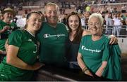 3 August 2019; Harriet Scott of Republic of Ireland poses for a photograph with her father Neil, sister Katie and mother Maria following the Women's International Friendly match between USA and Republic of Ireland at Rose Bowl in Pasadena, California, USA. Photo by Cody Glenn/Sportsfile