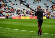10 August 2019; Mayo manager James Horan inspects the pitch during half time in the minor game which preceded the GAA Football All-Ireland Senior Championship Semi-Final match between Dublin and Mayo at Croke Park in Dublin. Photo by Ray McManus/Sportsfile