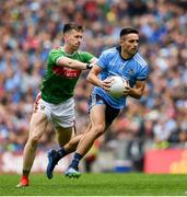 10 August 2019; Niall Scully of Dublin in action against Cillian O'Connor of Mayo during the GAA Football All-Ireland Senior Championship Semi-Final match between Dublin and Mayo at Croke Park in Dublin. Photo by Ramsey Cardy/Sportsfile