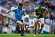 10 August 2019; David Byrne of Dublin in action against Diarmuid O'Connor of Mayo during the GAA Football All-Ireland Senior Championship Semi-Final match between Dublin and Mayo at Croke Park in Dublin. Photo by Piaras Ó Mídheach/Sportsfile