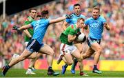 10 August 2019; Colm Boyle of Mayo in action against John Small, left, and Jonny Cooper of Dublin during the GAA Football All-Ireland Senior Championship Semi-Final match between Dublin and Mayo at Croke Park in Dublin. Photo by Ramsey Cardy/Sportsfile