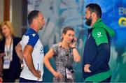 10 August 2019; Italy attack coach Mike Catt, left, in conversation with Ireland defence coach Andy Farrell prior to the Guinness Summer Series 2019 match between Ireland and Italy at the Aviva Stadium in Dublin. Photo by Brendan Moran/Sportsfile