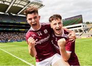 11 August 2019; Tomo Culhane, left, and Nathan Grainger of Galway celebrates following the Electric Ireland GAA Football All-Ireland Minor Championship Semi-Final match between Kerry and Galway at Croke Park in Dublin. Photo by Eóin Noonan/Sportsfile