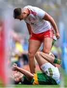 11 August 2019; Michael McKernan of Tyrone reacts to Adrian Spillane of Kerry during the GAA Football All-Ireland Senior Championship Semi-Final match between Kerry and Tyrone at Croke Park in Dublin. Photo by Brendan Moran/Sportsfile