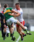 11 August 2019; Michael McKernan of Tyrone tackles Adrian Spillane of Kerry during the GAA Football All-Ireland Senior Championship Semi-Final match between Kerry and Tyrone at Croke Park in Dublin. Photo by Brendan Moran/Sportsfile