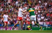 11 August 2019; David Moran of Kerry and Michael Cassidy of Tyrone tussle during the GAA Football All-Ireland Senior Championship Semi-Final match between Kerry and Tyrone at Croke Park in Dublin. Photo by Stephen McCarthy/Sportsfile