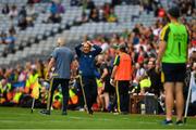 11 August 2019; Kerry manager Peter Keane reacts after Stephen O'Brien of Kerry is shown a black card by referee Maurice Deegan during the GAA Football All-Ireland Senior Championship Semi-Final match between Kerry and Tyrone at Croke Park in Dublin. Photo by Eóin Noonan/Sportsfile