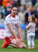 11 August 2019; Colm Cavanagh of Tyrone with his daughter Chloe after the GAA Football All-Ireland Senior Championship Semi-Final match between Kerry and Tyrone at Croke Park in Dublin. Photo by Brendan Moran/Sportsfile