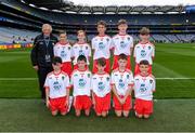 11 August 2019; The Tyrone team, back row, left to right, Aaron Waterhouse, Drimnagh Castle PS, Walkinstown, Dublin, Dominic Doherty, St Joseph's PS, Crumlin, Antrim, Jamie Dorr, Scoil Mhuire, Newtownforbes, Longford, Shane Mullarkey, Ballyroan Boys NS, Rathfarnham, Dublin, Conor Bodkin, St. Patricks PS, Tuam, Galway, front row, left to right, Colm McGuckian, Sacred Heart NS, Aughrim, Wicklow, Turlough Carr, St Francis, Barnesmore, Donegal Town, Donegal, Daniel Carr, St Patrick's, Mayobridge, Newry, Down, Peter Horan, Kilmovee NS, Ballaghaderreen, Mayo, Brian Hanly, St. Patrick's PS, Magheralin, Down, ahead of the INTO Cumann na mBunscol GAA Respect Exhibition Go Games during the GAA Football All-Ireland Senior Championship Semi-Final match between Kerry and Tyrone at Croke Park in Dublin. Photo by Piaras Ó Mídheach/Sportsfile
