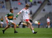 11 August 2019; Shane Mullarkey, Ballyroan Boys NS, Rathfarnham, Dublin, representing Tyrone, and Calum Duane, St. Conleth & Mary’s PS, Piercetown, Newbridge, Kildare, representing Kerry, during the INTO Cumann na mBunscol GAA Respect Exhibition Go Games during the GAA Football All-Ireland Senior Championship Semi-Final match between Kerry and Tyrone at Croke Park in Dublin. Photo by Ray McManus/Sportsfile