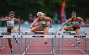 14 August 2019; Sarah Lavin of Ireland, centre, and Christie Moerman of Canada, competing in the Women's 100m Hurdles event, sponsored by O'Leary Insurances, during the BAM Cork City Sports at CIT Athletics Stadium in Bishopstown, Cork. Photo by Sam Barnes/Sportsfile