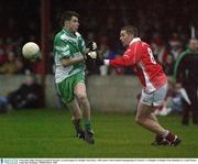 8 November 2003; Eamonn Carroll, St. Patrick's, in action against St. Brigid's Ken Darcy. AIB Leinster Club Football Championship, St. Patrick's v St Brigid's, St Brigid's Park, Dundalk, Co. Louth. Picture credit; Ray McManus / SPORTSFILE *EDI*