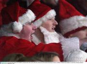 8 November 2003; Supporters of St. Brigid's, sporting the clubs colours, cheer on their team. AIB Leinster Club Football Championship, St. Patrick's v St Brigid's, St Brigid's Park, Dundalk, Co. Louth. Picture credit; Ray McManus / SPORTSFILE *EDI*