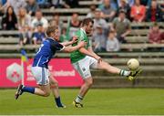 16 June 2013; Sean Quigley, Fermanagh, in action against Rory Dunne, Cavan. Ulster GAA Football Senior Championship Quarter-Final, Cavan v Fermanagh, Brewster Park, Enniskillen, Co. Fermanagh. Picture credit: Oliver McVeigh / SPORTSFILE