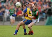 16 June 2013; Donal Smith, Roscommon, in action against Tom Cunniffe, Mayo. Connacht GAA Football Senior Championship Semi-Final, Mayo v Roscommon, Elverys MacHale Park, Castlebar, Co. Mayo. Photo by Sportsfile