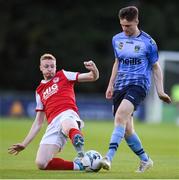 23 August 2019; Jason McClelland of UCD in action against Glen McAuley of St Patrick's Athletic during the Extra.ie FAI Cup Second Round match between UCD and St Patrick's Athletic at The UCD Bowl in Dublin. Photo by Ben McShane/Sportsfile
