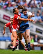 25 August 2019; Lyndsey Davey of Dublin in action against Eimear Meaney of Cork during the TG4 All-Ireland Ladies Senior Football Championship Semi-Final match between Dublin and Cork at Croke Park in Dublin. Photo by Sam Barnes/Sportsfile