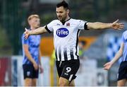 26 August 2019; Patrick Hoban of Dundalk celebrates after scoring his side's third goal during the SSE Airtricity League Premier Division match between Dundalk and UCD at Oriel Park in Louth. Photo by Seb Daly/Sportsfile