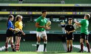 28 August 2019; Ireland Rugby star Conor Murray was on hand in Aviva Stadium to launch the Aviva Mini Rugby Nations Cup. Aviva are giving 20 U10 boys’ and U12 girls’ teams the chance to fulfil their dreams by playing on the same pitch as their heroes on September 22 while Conor and the team are up against Scotland in Japan. See aviva.ie/safetodream or Aviva Ireland social channels using #SafeToDream for details. Pictured with Conor are, from left, Eve White, age 11, from Wicklow, Caoimhe O'Reilly, age 11 from Wicklow, Shea Delaney, age 10, from Dublin, and Shane Fox, age 10, from Dublin. Photo by Brendan Moran/Sportsfile