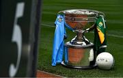 30 August 2019; The Sam Maguire Cup with Dublin and Kerry jerseys and the official match ball ahead of the GAA Football All-Ireland Senior Championship Final match between Dublin and Kerry at Croke Park in Dublin. Photo by Brendan Moran/Sportsfile