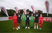 4 September 2019; ‘Play like a Pro’. SPAR has teamed up with the Republic of Ireland Senior International team to offer four lucky school children, and four of their closest friends, the opportunity to meet with and be trained by some of their Ireland heroes. The lucky winners will be brought to the FAI grounds in Abbotstown in November and will enjoy an exclusive training session with three of Ireland’s Top International Stars. It's an amazing prize and one that any true football fan would love. To win this fabulous prize, visit www.spar.ie for more information. T&C’s apply. Pictured at the competition announcement at the Republic of Ireland base in Abbotstown were, from left, Olga Romanenkova, age 13, Callum Robinson of Sheffield United, Senyo Clarke, age 12, Josh Cullen of Charlton Athletic, Nwa Keshani, age 13, Ronan Curtis of Portsmouth and Sean Breen, age 11. Photo by Stephen McCarthy/Sportsfile