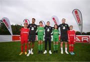 4 September 2019; ‘Play like a Pro’. SPAR has teamed up with the Republic of Ireland Senior International team to offer four lucky school children, and four of their closest friends, the opportunity to meet with and be trained by some of their Ireland heroes. The lucky winners will be brought to the FAI grounds in Abbotstown in November and will enjoy an exclusive training session with three of Ireland’s Top International Stars. It's an amazing prize and one that any true football fan would love. To win this fabulous prize, visit www.spar.ie for more information. T&C’s apply. Pictured at the competition announcement at the Republic of Ireland base in Abbotstown were, from left, Olga Romanenkova, age 13, Callum Robinson of Sheffield United, Senyo Clarke, age 12, Josh Cullen of Charlton Athletic, Nwa Keshani, age 13, Ronan Curtis of Portsmouth and Sean Breen, age 11. Photo by Stephen McCarthy/Sportsfile