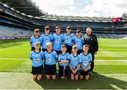 1 September 2019; The Dublin team, back row, left to right, Jamie Coakley, Bishop Foley NS, Station Rd, Carlow, Sam Molloy, St. Kenny NS, Kilpatrick, Mullingar, Westmeath, Jack Geraghty, St. Paul’s SNS, Ayrfield, Dublin, Fionn Kavanagh, Castletown NS, Gorey, Wexford, Denjoe O'Riordan, Glantane NS, Mallow, Cork, front row, left to right, Tadhg Gray, Scoil Naomh Buithe, Dunleer, Louth, Devin Lynch, St. Paul’s NS, Ratoath, Meath, Johnny Dillon, Rolestown NS, Rolestown, Dublin, Pearse McDonald, St. Teresa’s PS, Loughmacrory, Omagh, Tyrone, Ceadach O'Neill, St. Columba’s PS, Kilrea, Derry, ahead of the INTO Cumann na mBunscol GAA Respect Exhibition Go Games at the GAA Football All-Ireland Senior Championship Final match between Dublin and Kerry at Croke Park in Dublin. Photo by Daire Brennan/Sportsfile