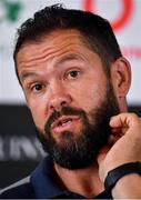 5 September 2019; Defence coach Andy Farrell during an Ireland Rugby press conference at Carton House in Maynooth, Kildare. Photo by Brendan Moran/Sportsfile