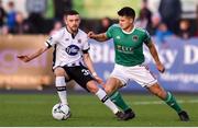 6 September 2019; Daire O'Connor of Cork City in action against Dean Jarvis of Dundalk during the SSE Airtricity League Premier Division match between Dundalk and Cork City at Oriel Park in Dundalk, Co. Louth. Photo by Ben McShane/Sportsfile