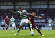 6 September 2019; Graham Burke of Shamrock Rovers in action against Stephen Walsh of Galway United during the Extra.ie FAI Cup Quarter-Final match between Galway United and Shamrock Rovers at Eamonn Deacy Park in Galway. Photo by Eóin Noonan/Sportsfile