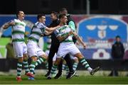 6 September 2019; Lee Grace of Shamrock Rovers celebrates with team-mates after scoring his side's second goal during the Extra.ie FAI Cup Quarter-Final match between Galway United and Shamrock Rovers at Eamonn Deacy Park in Galway. Photo by Eóin Noonan/Sportsfile