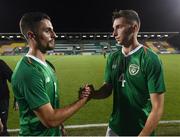 6 September 2019; Zack Elbouzedi, left, and Conor Masterson of Republic of Ireland following the UEFA European U21 Championship Qualifier Group 1 match between Republic of Ireland and Armenia at Tallaght Stadium in Tallaght, Dublin. Photo by Stephen McCarthy/Sportsfile