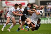 7 September 2019; Matt Faddes of Ulster is tackled by Robbie Fergusson and Nick Grigg of Glasgow Warriors during the Pre-season Friendly match between Ulster and Glasgow Warriors at Kingspan Stadium in Belfast. Photo by Oliver McVeigh/Sportsfile