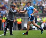 1 September 2019; Brian Howard of Dublin with manager Jim Gavin as he is substituted during the GAA Football All-Ireland Senior Championship Final match between Dublin and Kerry at Croke Park in Dublin. Photo by Brendan Moran/Sportsfile