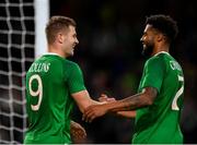 10 September 2019; James Collins of Republic of Ireland, left, is congratulated by team-mate Cyrus Christie after scoring his side's third goal during the 3 International Friendly match between Republic of Ireland and Bulgaria at Aviva Stadium, Dublin. Photo by Seb Daly/Sportsfile