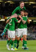 10 September 2019; Kevin Long of Republic of Ireland, centre, celebrates with team-mates Jack Byrne, Ronan Curtis, James Collins and John Egan after scoring his side's second goal during the 3 International Friendly match between Republic of Ireland and Bulgaria at Aviva Stadium, Dublin. Photo by Seb Daly/Sportsfile