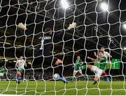 10 September 2019; James Collins of Republic of Ireland shoots to score his side's third goal past Hristo Ivanov of Bulgaria during the 3 International Friendly match between Republic of Ireland and Bulgaria at Aviva Stadium, Dublin. Photo by Seb Daly/Sportsfile