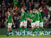 10 September 2019; Kevin Long of Republic of Ireland celebreates with team-matesafter scoring his side's second goal during the 3 International Friendly match between Republic of Ireland and Bulgaria at Aviva Stadium, Dublin. Photo by Stephen McCarthy/Sportsfile