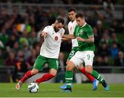 10 September 2019; Simeon Slavchev of Bulgaria in action against James Collins of Republic of Ireland during the 3 International Friendly match between Republic of Ireland and Bulgaria at Aviva Stadium, Dublin. Photo by Seb Daly/Sportsfile