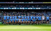 14 September 2019; The Dublin squad, back row, from left, Brian Fenton, Dean Rock, Con O'Callaghan, Ciarán Kilkenny, James McCarthy, Michael Darragh Macauley, John Small, Paul Mannion, Michael Fitzsimons, Diarmuid Connolly, Bernard Brogan, Eric Lowndes, Niall Scully, Evan Comerford, and Kevin McManamon, front row, from left, David Byrne, Cormac Costello, Brian Howard, Cian O'Sullivan, Stephen Cluxton, Philip McMahon, Eoin Murchan, Paddy Small, Paddy Andrews, Jack McCaffrey, and Jonny Cooper, before the GAA Football All-Ireland Senior Championship Final Replay match between Dublin and Kerry at Croke Park in Dublin. Photo by Ray McManus/Sportsfile