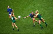15 September 2019; Vikki Wall, right, passes to Meath team-mate Orla Byrne during the TG4 All-Ireland Ladies Football Intermediate Championship Final match between Meath and Tipperary at Croke Park in Dublin. Photo by Ramsey Cardy/Sportsfile
