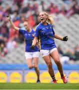 15 September 2019; Aisling McCarthy of Tipperary celebrates after scoring her side's second goal during the TG4 All-Ireland Ladies Football Intermediate Championship Final match between Meath and Tipperary at Croke Park in Dublin. Photo by Stephen McCarthy/Sportsfile