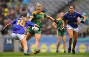 15 September 2019; Kelsey Nesbitt of Meath in action against Laura Dillon, left, and Lucy Spillane of Tipperary during the TG4 All-Ireland Ladies Football Intermediate Championship Final match between Meath andTipperary at Croke Park in Dublin. Photo by Piaras Ó Mídheach/Sportsfile