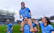15 September 2019; Dublin players, from left, Martha Byrne, Sinéad Aherne, 13, Noëlle Healy, and Niamh Collins celebrate after the TG4 All-Ireland Ladies Football Senior Championship Final match between Dublin and Galway at Croke Park in Dublin. Photo by Piaras Ó Mídheach/Sportsfile