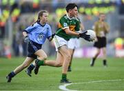 14 September 2019; Paddy Collins of Ilen Rovers, Co Cork, representing Kerry, in action against Laragh Gargan of Kilmacud Crokes, Co Dublin, during the INTO Cumann na mBunscol GAA Respect Exhibition Go Games at Dublin v Kerry - GAA Football All-Ireland Senior Championship Final Replay at Croke Park in Dublin. Photo by Piaras Ó Mídheach/Sportsfile